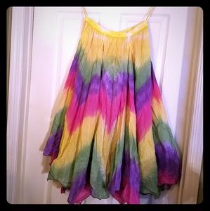 Rainbow shark bite peasant skirt Large